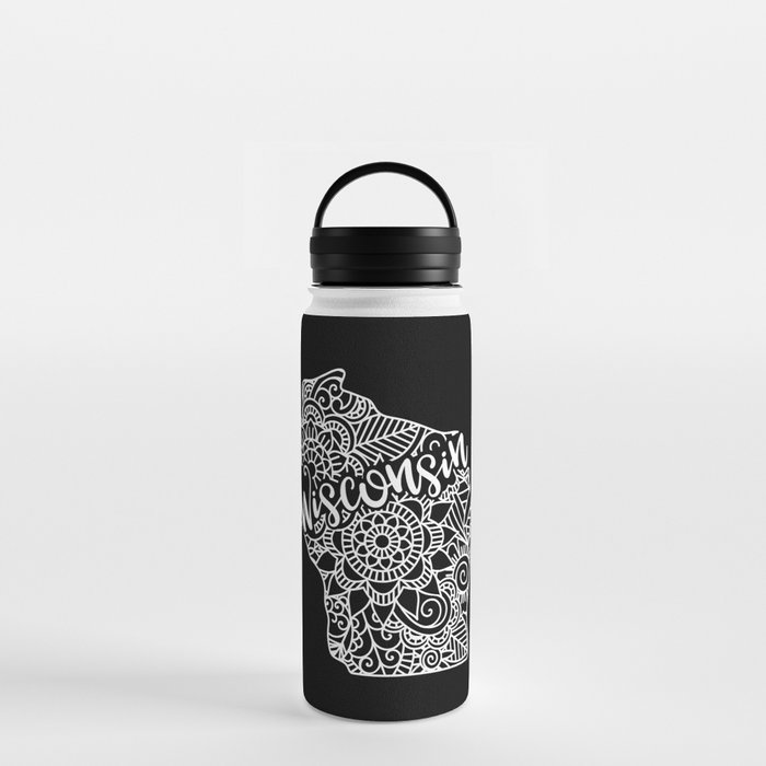 Wisconsin State Mandala USA America Pretty Floral Water Bottle