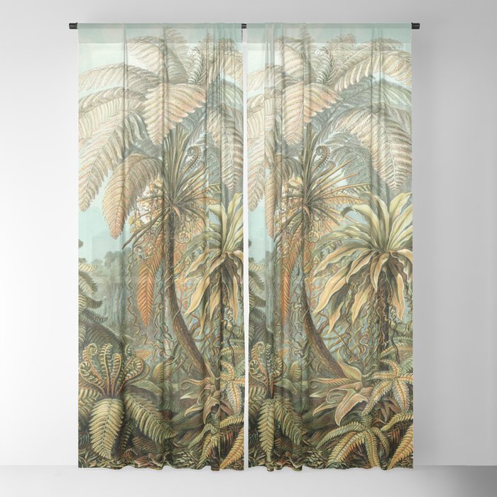 Vintage Tropical Palm Sheer Curtain