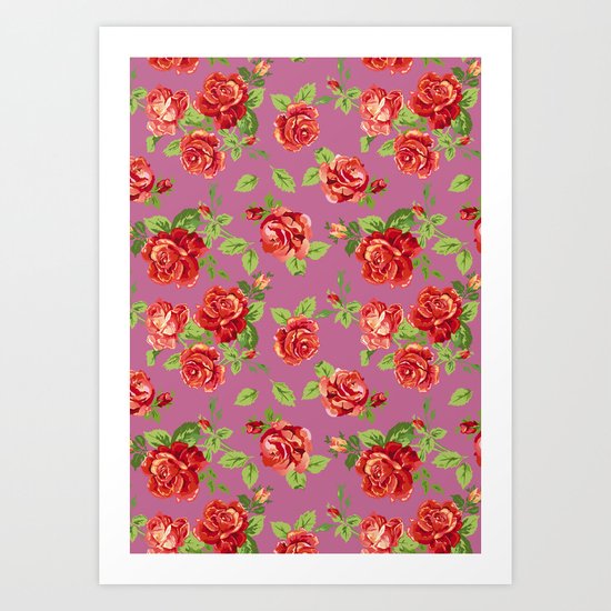 Rose pattern- pink Art Print