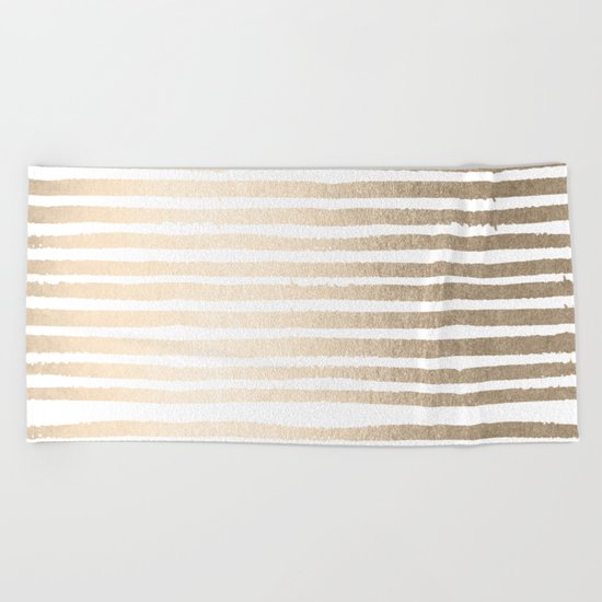 White Gold Sands Shibori Stripes Beach Towel