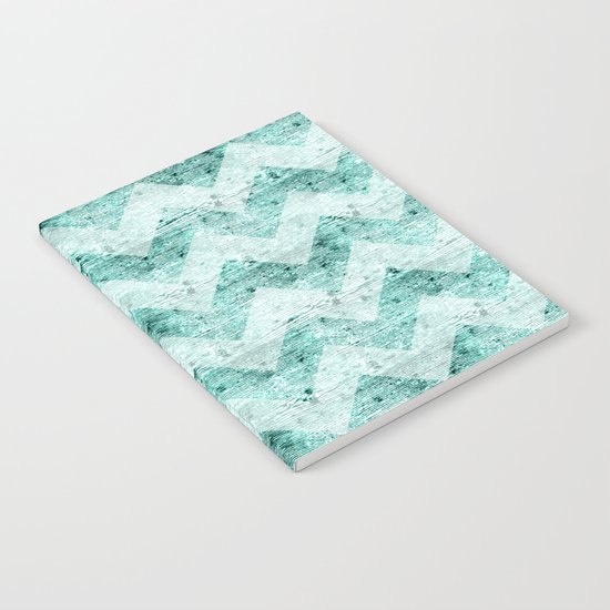 Teal Wood Chevron Notebook