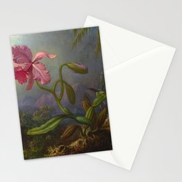 Two Hummingbirds with an Orchid, 1875 by Martin Johnson Heade Stationery Card