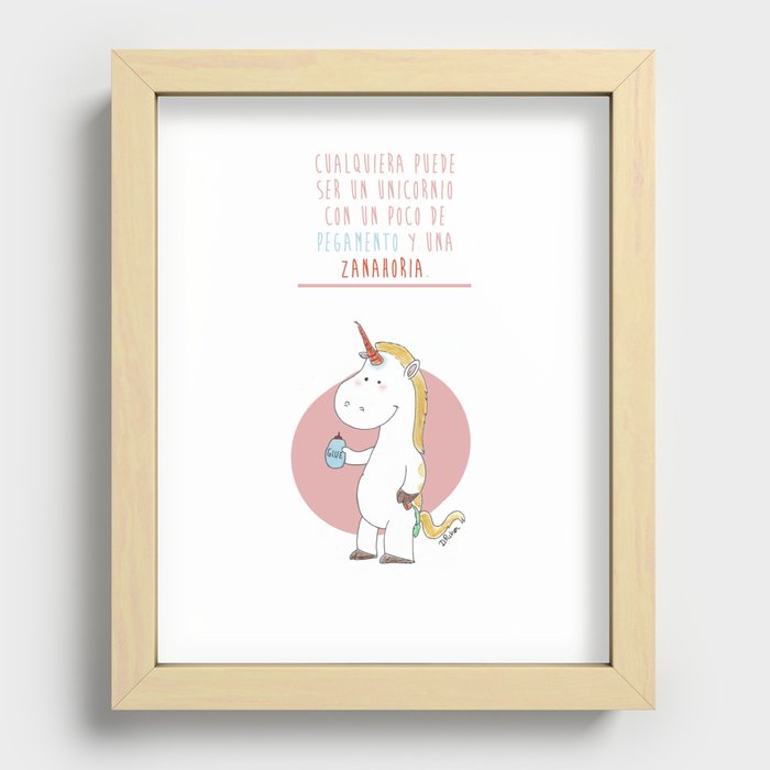 Happy Unicorn Recessed Framed Print