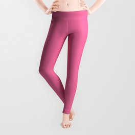 Cyclamen Pink Solid Color Popular Hues - Patternless Shades of Pink Collection - Hex Value #F56FA1 Leggings