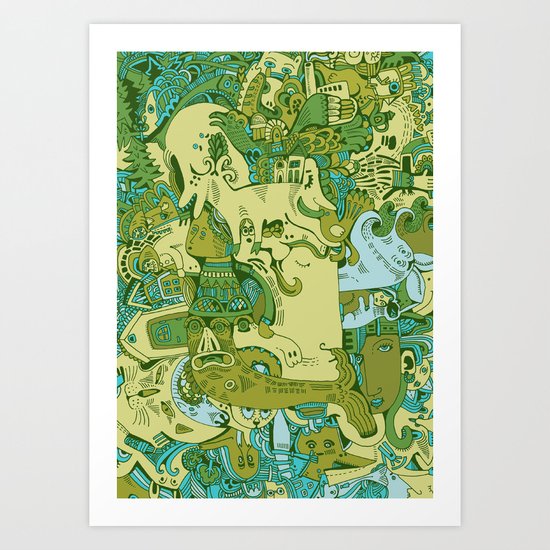 Green Town Art Print