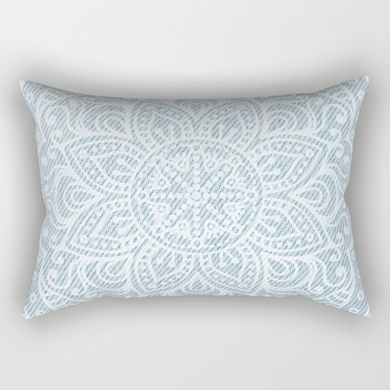 Mandala on Light Blue Jeans Rectangular Pillow