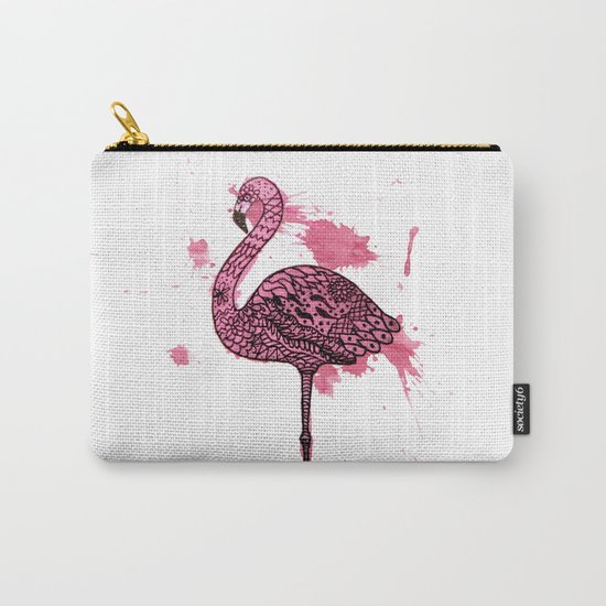Flamingo Watercolor Print Carry-All Pouch