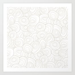 Beige and White Swirly Floral Pattern 01 Art Print