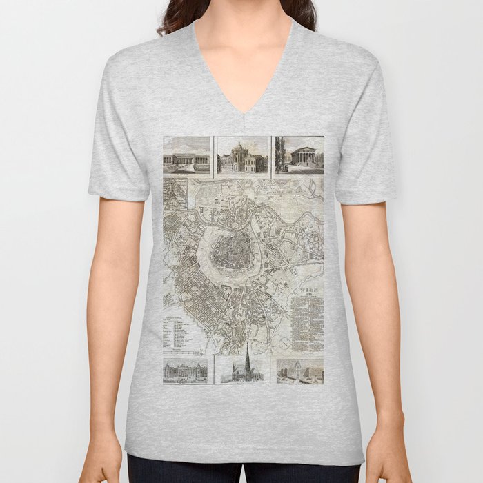 Plan of Vienna - 1844 Vintage pictorial map V Neck T Shirt