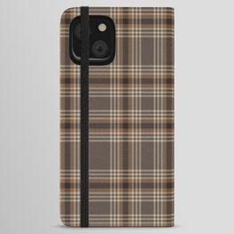 Brown Ombre Plaid Tartan Textured Pattern iPhone Wallet Case