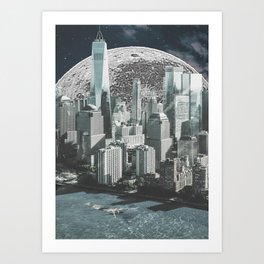 Free Art Print | Collage, Usa, Moonart, Moderncity, Swimmer, Pool, Dreamy, Earthcollage, Discrimination, Stayathome 