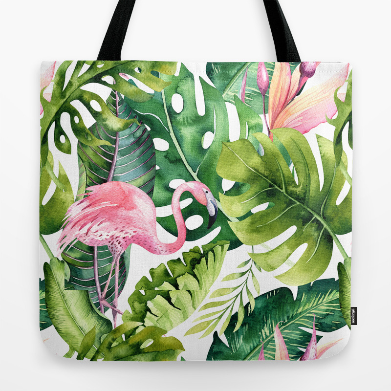 Change cordless Unsatisfactory Flamingo Tropical, Colorful Tropical Jungle Monstera Painting, Watercolor  Birds Banana Leaves Tote Bag by 83 Oranges Modern Bohemian Prints | Society6