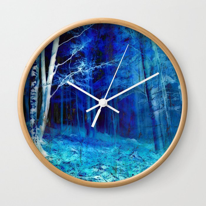 Midnight Forest Birch Garden Impressionist Wall Clock