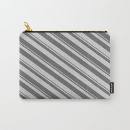 [ Thumbnail: Dim Gray & Light Gray Colored Lines Pattern Carry-All Pouch ]
