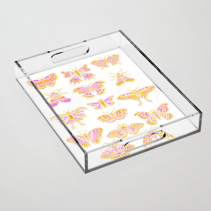 Butterflies Orange Pink Pastel Acrylic Tray