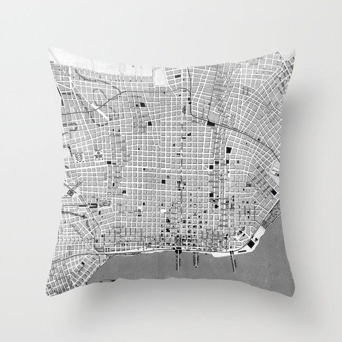 Vintage Map of Buenos Aires Argentina (1888) Throw Pillow