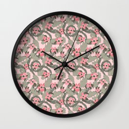 Pink Floral Bliss with Acanthus Leaves and Dogwood Flowers Wall Clock