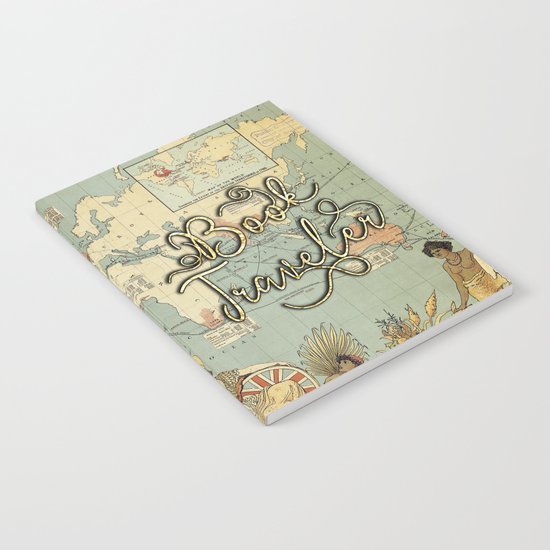 Book Traveler Vintage Map v3 Notebook