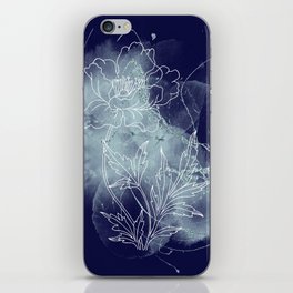 Dark Blue Floral Flower Watercolor iPhone Skin