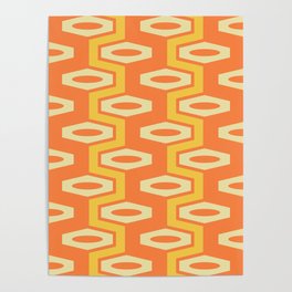 Atomic Geometric Pattern 251 Orange and Yellow Poster
