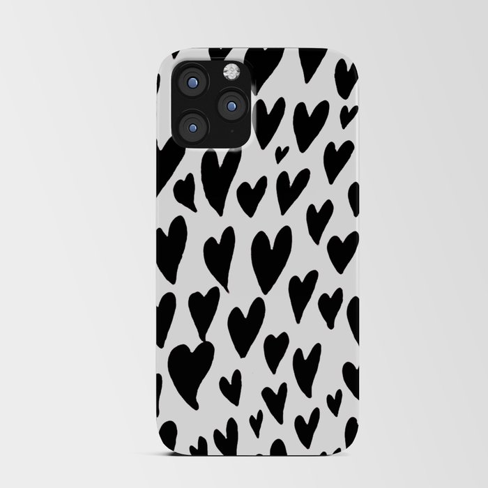 Valentines day hearts explosion - black and white iPhone Card Case