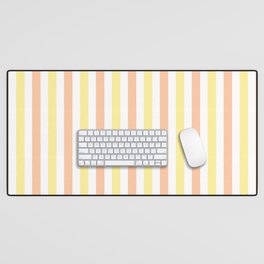 Peachy Lemon Stripes Pattern Desk Mat