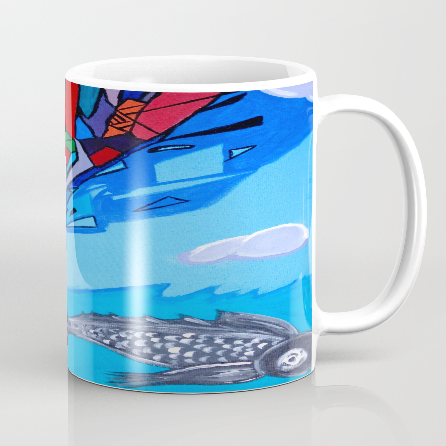 Trippy Transformer Bird Mixed Media Painting On Canvas Coffee Mug