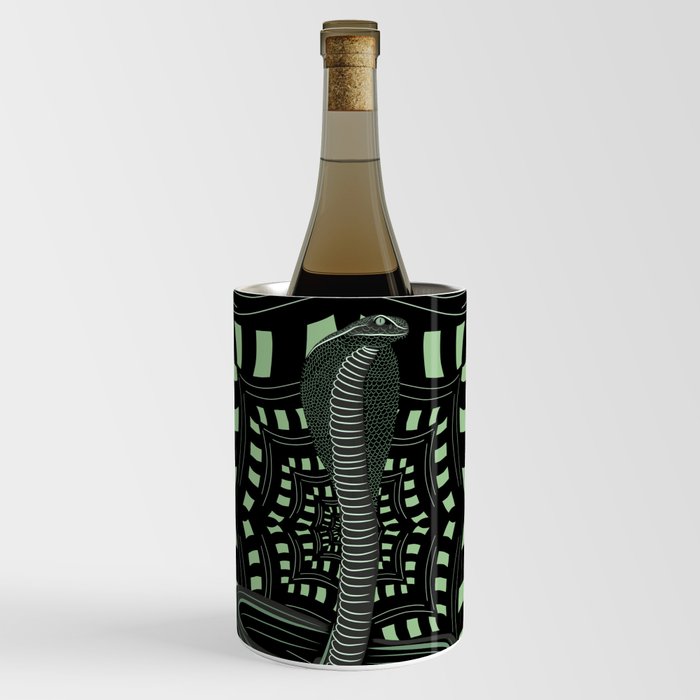 Hypno snake on black and green Wine Chiller