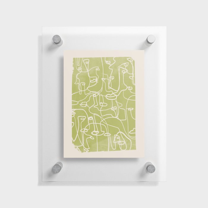 abstract line art faces Floating Acrylic Print