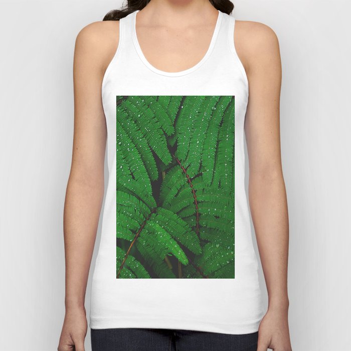 Layers Of Wet Green Fern Leaves Patterns In Nature Unisex Tank Top By Enshape