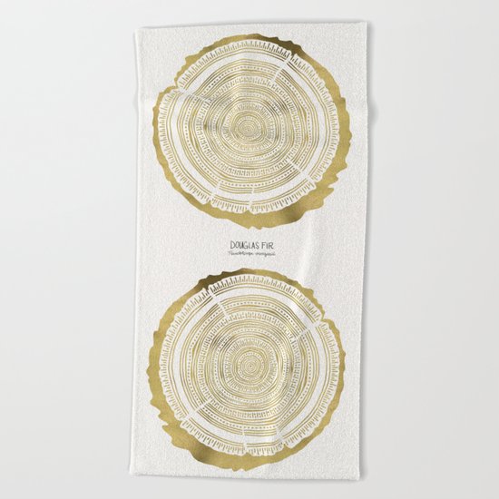 Douglas Fir – Gold Tree Rings Beach Towel