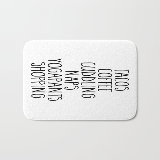 Tacos & Coffee Funny Quote Bath Mat