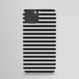 Midnight Black and White Horizontal Deck Chair Stripes iPhone Case