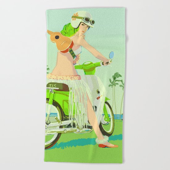 Ukulele Girl Beach Towel