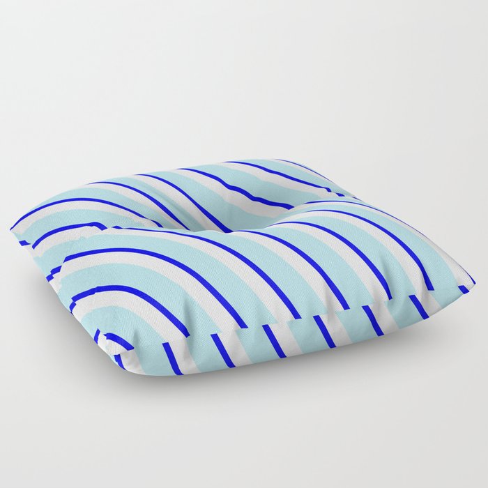 Powder Blue, Blue & White Colored Pattern of Stripes Floor Pillow