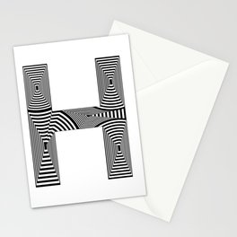 capital letter H in black and white, with lines creating volume effect Stationery Card