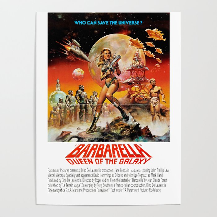 Barbarella Queen Of The Galaxy 1968 Who Can Save The Universe Vintage Retro Movie Poster Fi Poster By Cloth O Rama Society6