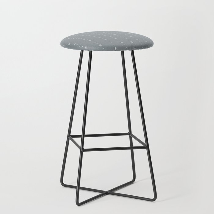 Dashes & Dots - Simple Dot & Line Pattern- Blue Gray Bar Stool