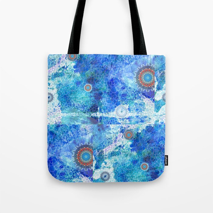 Finding Red Colorful Blue Abstract Art Tote Bag