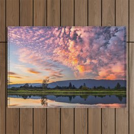 Canada Photography - Beautiful Pink Clouds Reflected In The Water Outdoor Rug