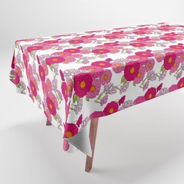 Retro Mums Mid-Century Floral Wallpaper Super Mini White Horizontal Tablecloth
