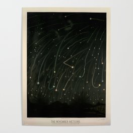 Meteor shower by Étienne Léopold Trouvelot (1868) Poster