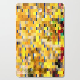 geometric pixel square pattern abstract background in yellow blue red Cutting Board