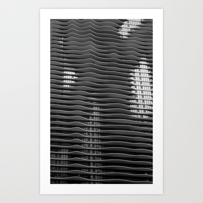 Wavy Aqua Building Photo Chicago Architecture Black And White Art Wavy Aqua Building Photo Chicago Architecture Black And White Art Print