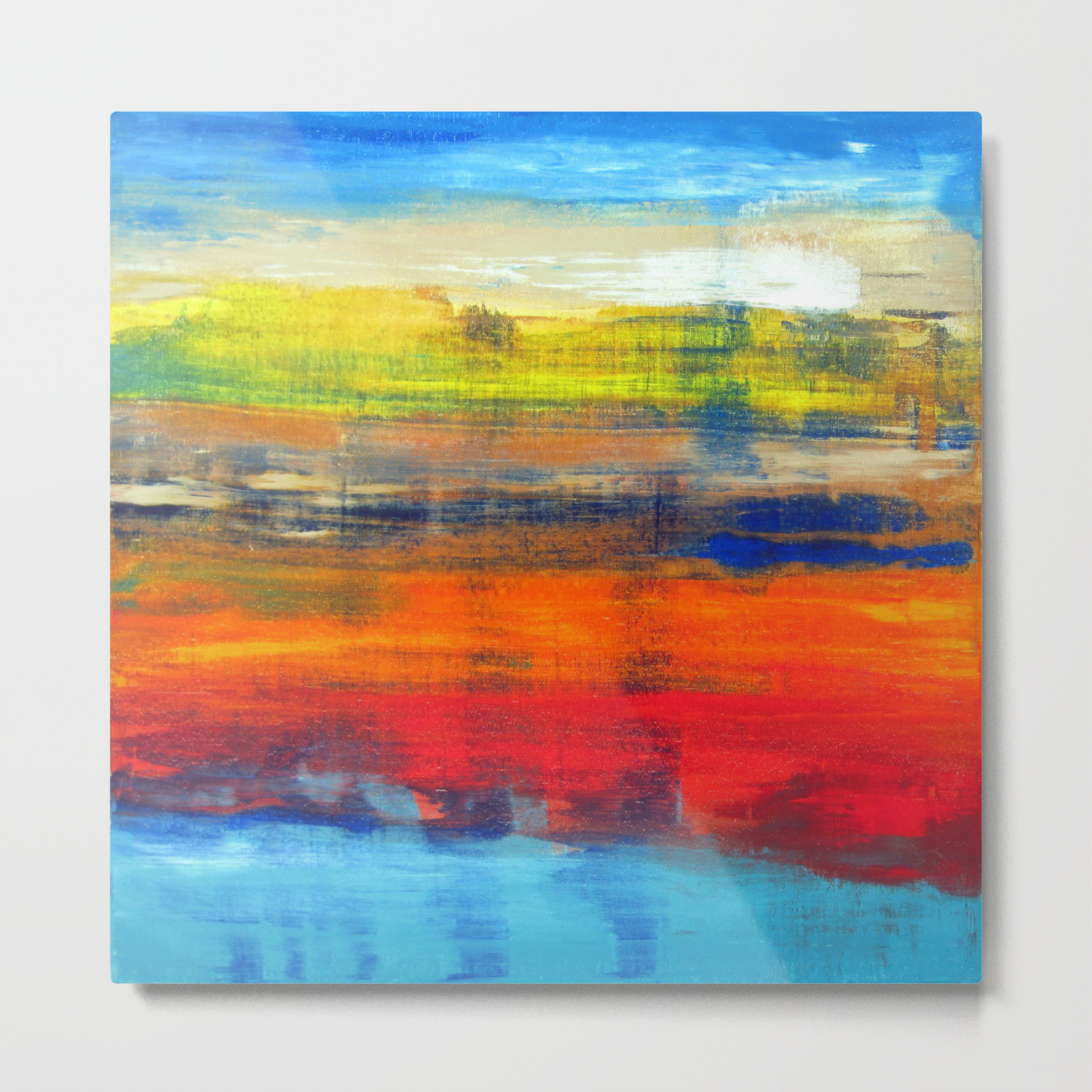 Horizon Blue Orange Red Abstract Art Metal Print By Art By Lang