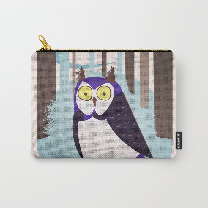 Scandinavian Owl in the forest Vintage poster Carry-All Pouch