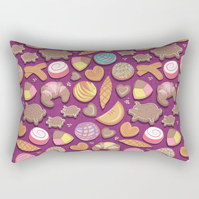 Mexican Sweet Bakery Frenzy // pink background // pastel colors pan dulce Rectangular Pillow