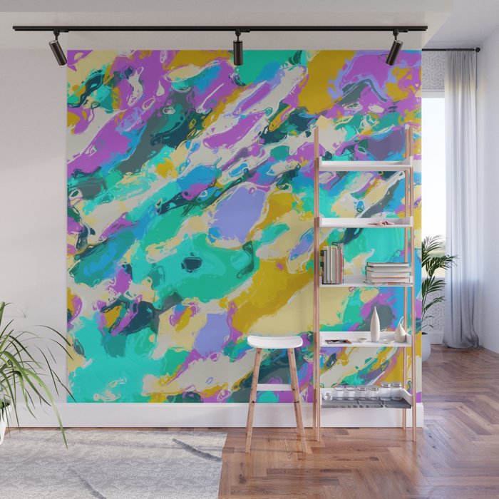 Camouflage Pattern Painting Abstract Background In Green Blue