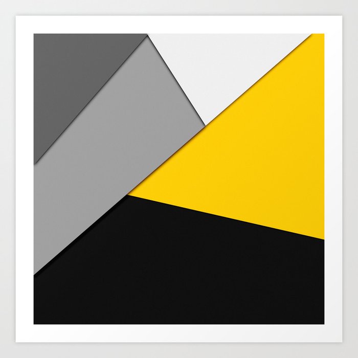Simple Modern Gray Yellow and Black Geometric Kunstdrucke | Graphic-design, Modern, Contemporary, Geometrisch, Geo, Simple, Sleek, Yellow, Gray, Black