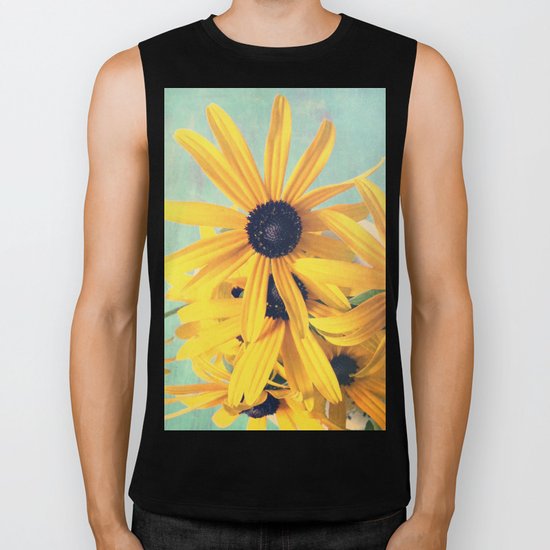 Sweet Yellow Flowers Biker Tank